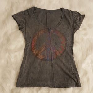 Peace v neck tee